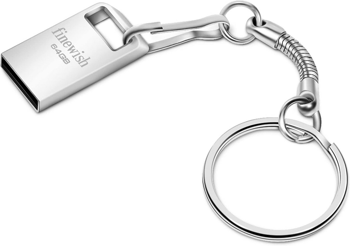 USB-stick 64GB Mini Compact Zilver voor Laptop PC en Auto