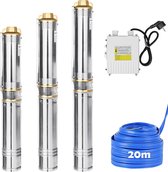 2 Inch Roestvrijstalen Dompelpomp – 370W – 1000 L/u – 55 M Opvoerhoogte – 15 M Kabel – Stil (<30 DB) – Voor Irrigatie En Putten