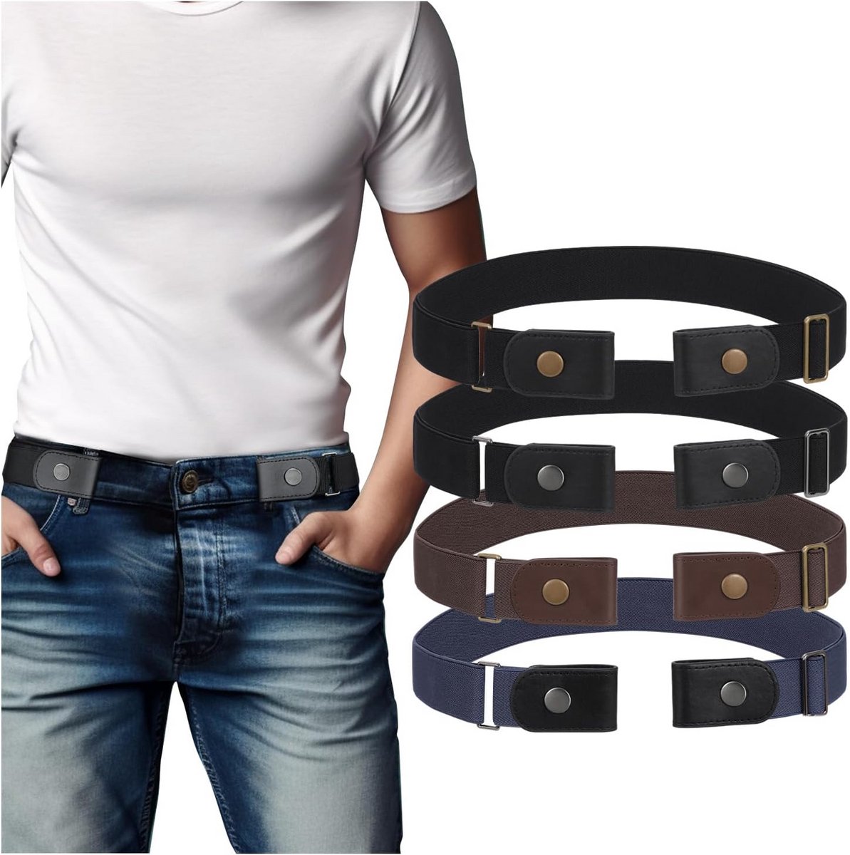 Elastische Riem Zonder Gesp voor Heren en Dames, Onzichtbare Stretch Ceintuur