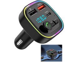 Bluetooth Transmitter - Bluetooth 5.3 FM-zender - Carkit - handsfree draadloze autoadapter - snel opladen - draadloze Bluetooth MP3-speler - handsfree bellen - USB-ondersteuning - 2 USB 5V/3A-poorten en 1 Type-C-poort