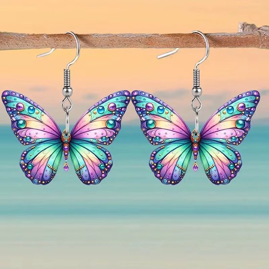 1 Paar Geavanceerde Acryl Oorbellen - Platte Gepersonaliseerde Vlinder Opknoping - Eenvoudige en Frisse Stijl - DIY Decoratie - Temperamentvolle Oorbellen voor Dames van SIXNE — afbeelding 4