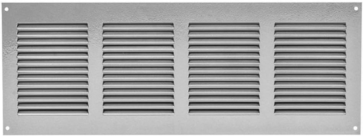 Metalen ventilatierooster 400x150mm met insectenhor voor toevoer en afvoer