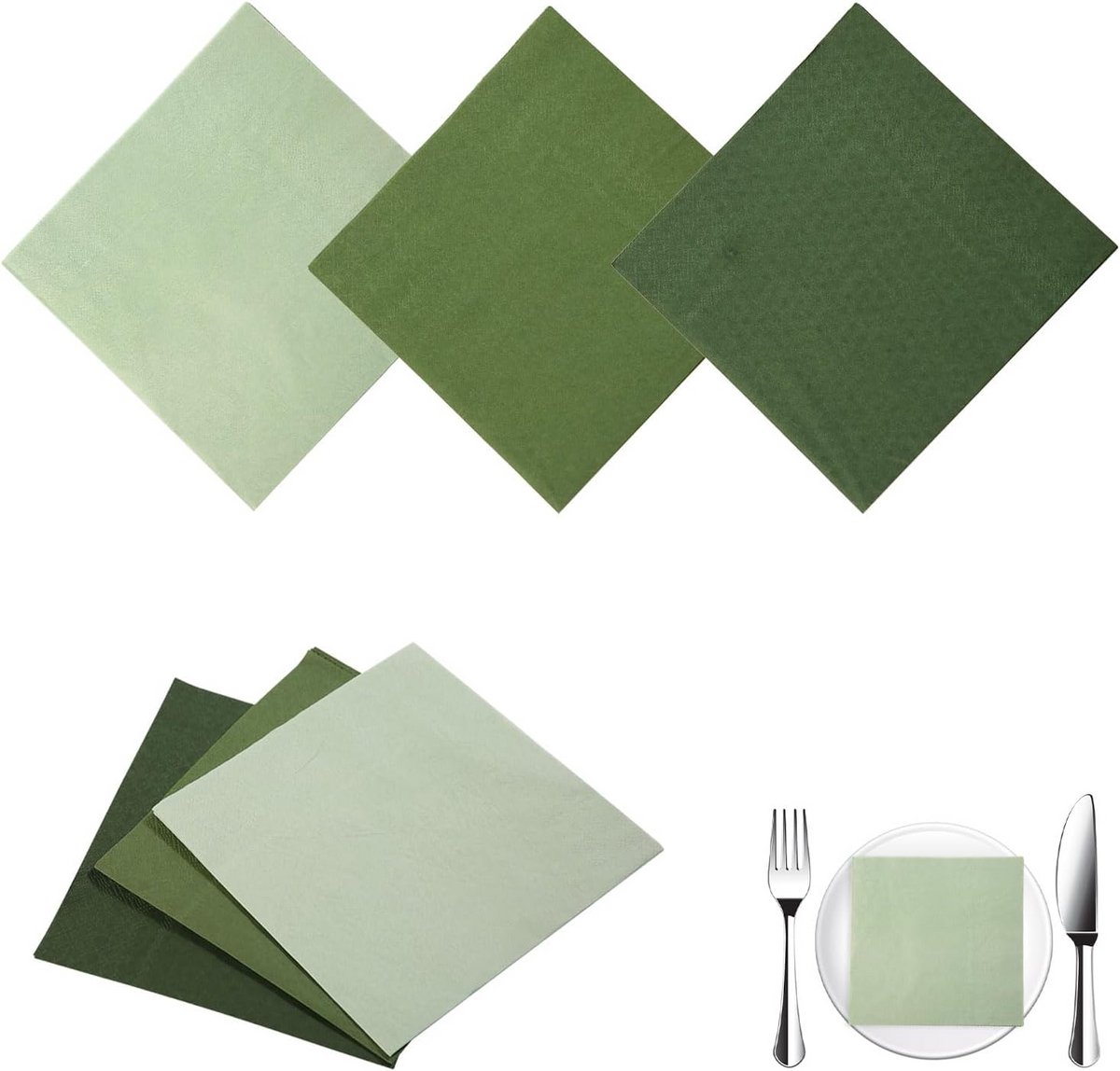 180 Saliegroene Papieren Servetten 33x33cm voor Bruiloft en Diner