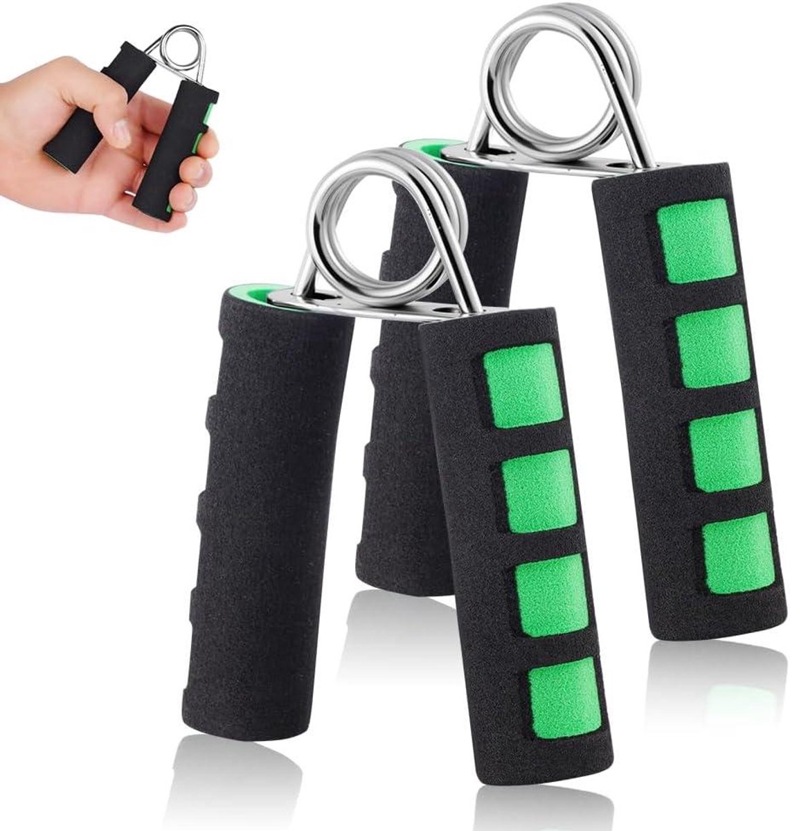 Handtrainers voor gripkrachttraining en spieropbouw - set van 2 stuks voor handen en onderarmen, fitnessapparaat met antislip handgreep