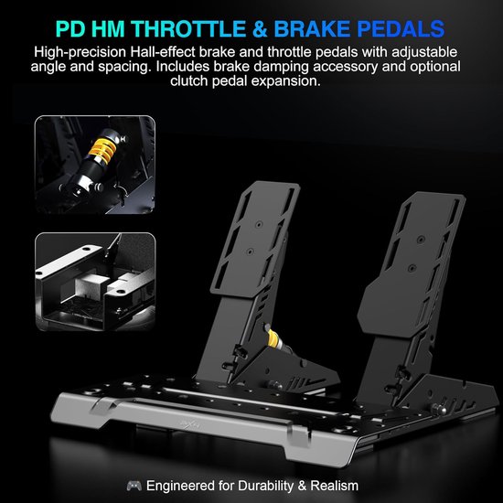 PXN VD4 Bundel - Direct Drive Racing Stuur - 4 Nm - W AS Stuurwiel - PD HM 2-Pedaalset - 400° Rotatie - PC Windows - Zwart van Merkloos — afbeelding 4