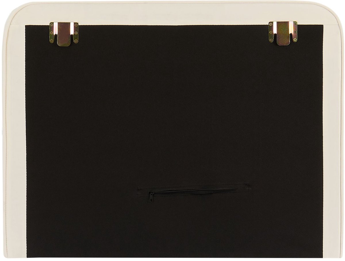 Hoofdbord LUNAR gestoffeerd met wandbevestiging crème wit - 90 cm, bedhoofdbord perfect voor boxspringbedden, zacht fluweel, ronde hoeken - hoofdfoto