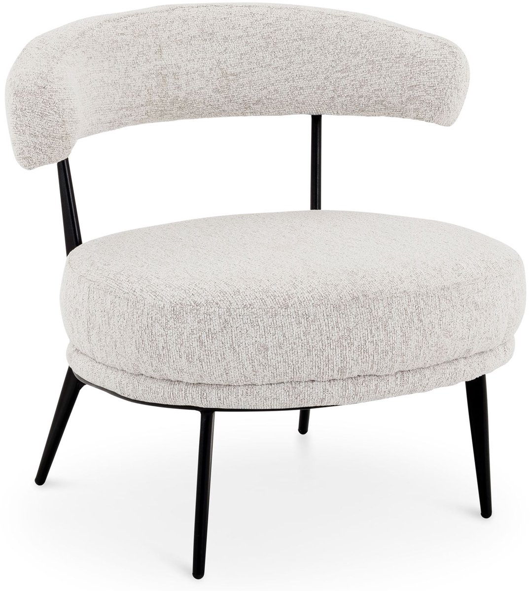 Loungestoel MANAO met stoffen bekleding, beige - met accentstoel met beklede zitting en rugleuning in zachte boucléstof, metalen poten in zwart, ideaal voor woonkamer of leeshoek - afbeelding boven