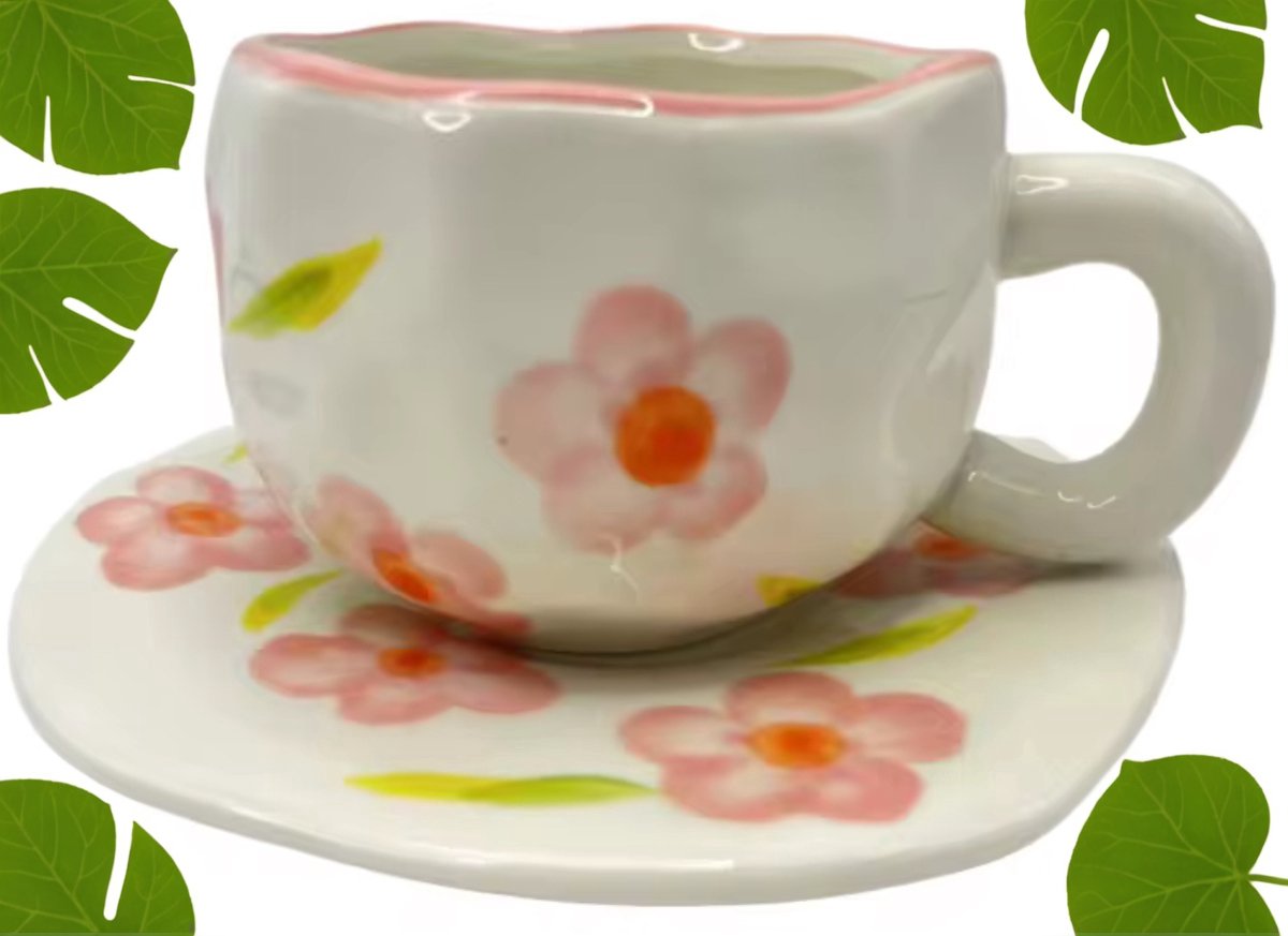 Exclusieve Handgemaakte Keramiek Kop-en-Schotel Set - 280ml - Uniek, Artistiek & Perfect Cadeau
