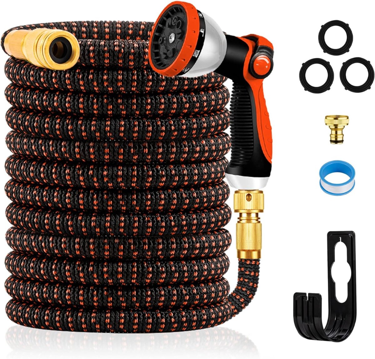 VIN® Flexibele Tuinslang 30 Meter - Tuinslang Flexibel Zonder Knopen - Uitrekbare Tuinslang – Met Koppelstuk – Tuinslangen Met 10 Standen – 3 Laagse Waterslang