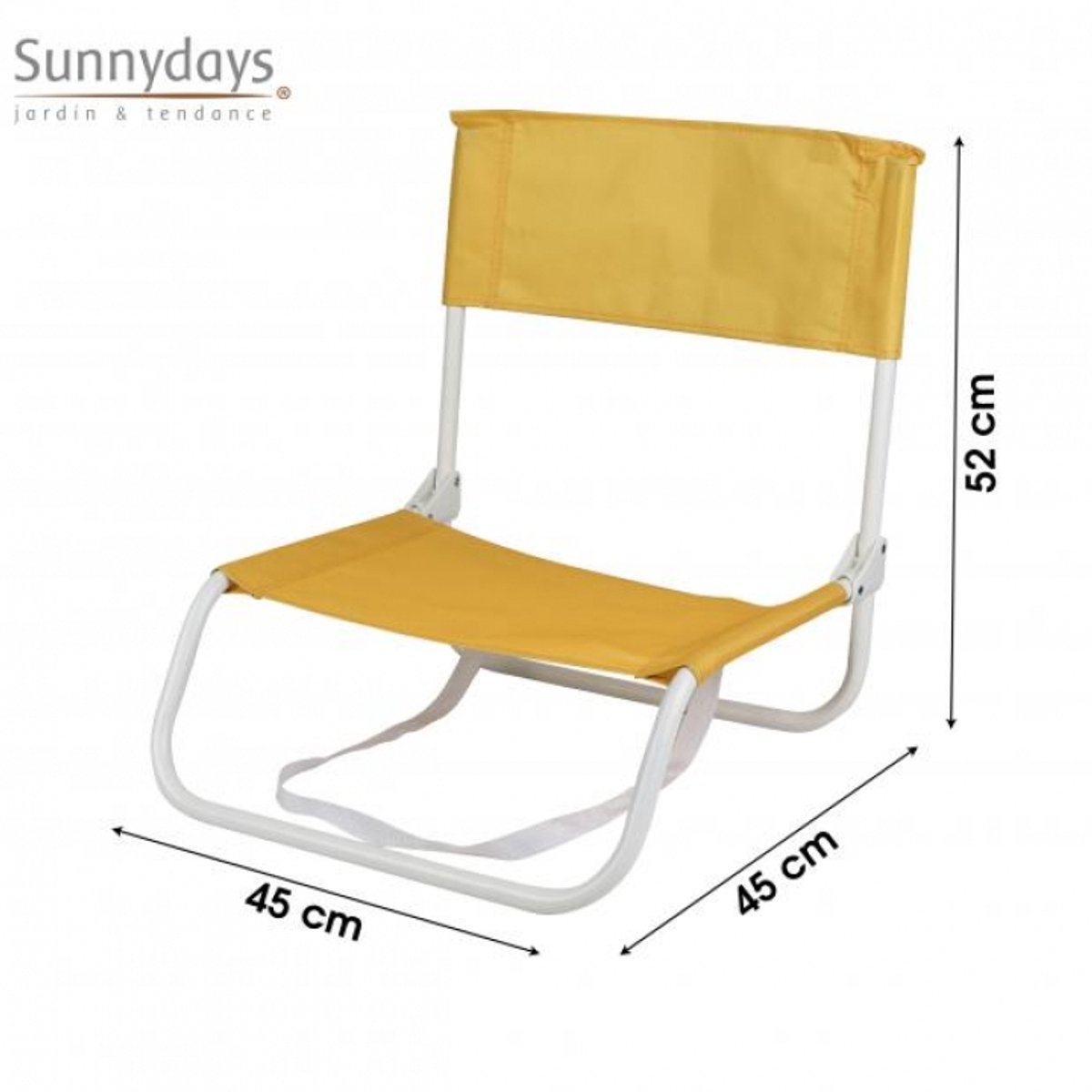 "LE SETAI" STRANDRUGKUSSEN MET SCHOUDERRIEM GEEL MOSTERD 45X45XH52CM