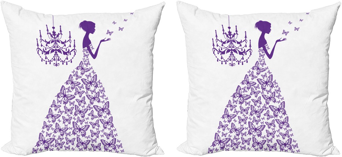 ABAKUHAUS Love Decoratieve Kussenhoezen 2-pack, Antieke Kroonluchter Prinses, 45x45 cm, Pa