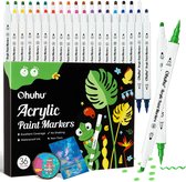 Ohuhu - Akaka Brush & Dot - Dual Nib Acrylic Paint Markers - Cotton-core - 36 kleuren
