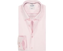 OLYMP Level 5 body fit overhemd - structuur - roze - Strijkvriendelijk - Boordmaat: 40