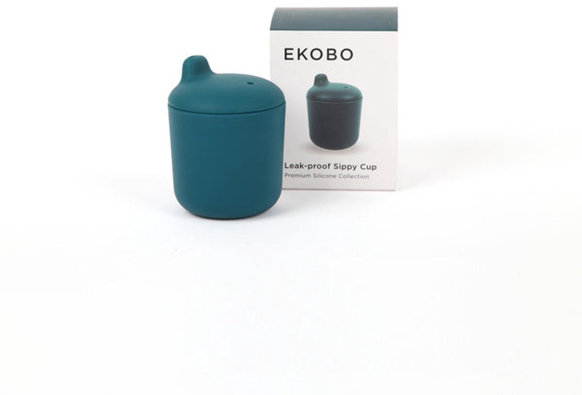 EKOBO Siliconen Tuitbeker Baby 13 cl - Lekvrij & Onbreekbaar - blauw