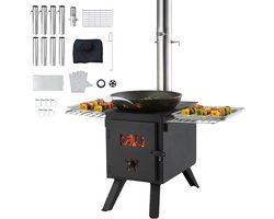 VEVOR Tentkachel 394 X 608 X 425 mm Kampeerkachels 365 X 250 X 255 mm Kamergrootte Tuinkachel Kampeerkachel Werkplaatskachel Houtkachel Buitenkachel Buitenkeuken voor Kamperen Buitenverwarming