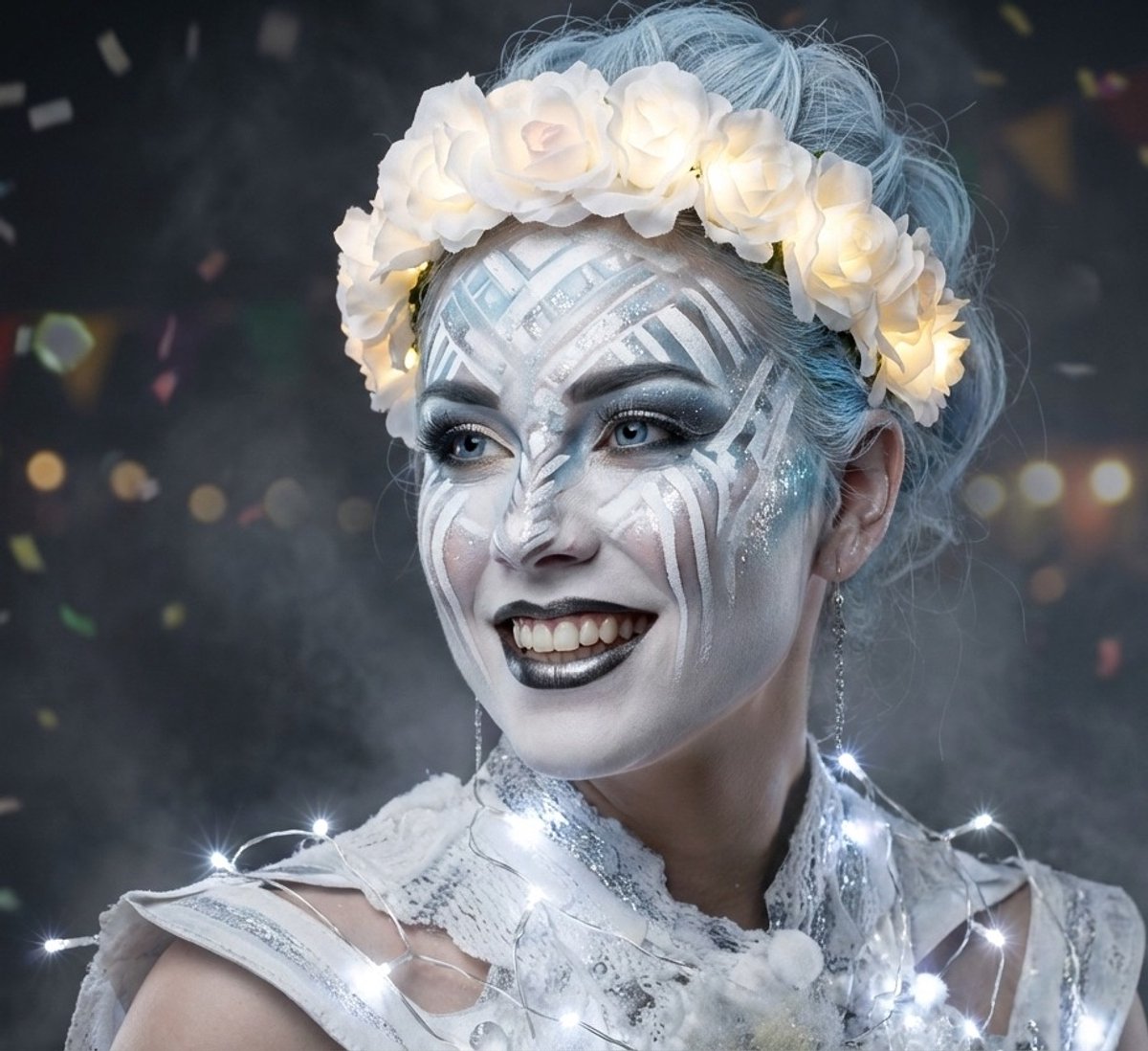 Salvaro - Bloemenkroon wit - Halloween - Kerst - Carnaval - Oktoberfest / Oktoberfeest - Feest & Gala