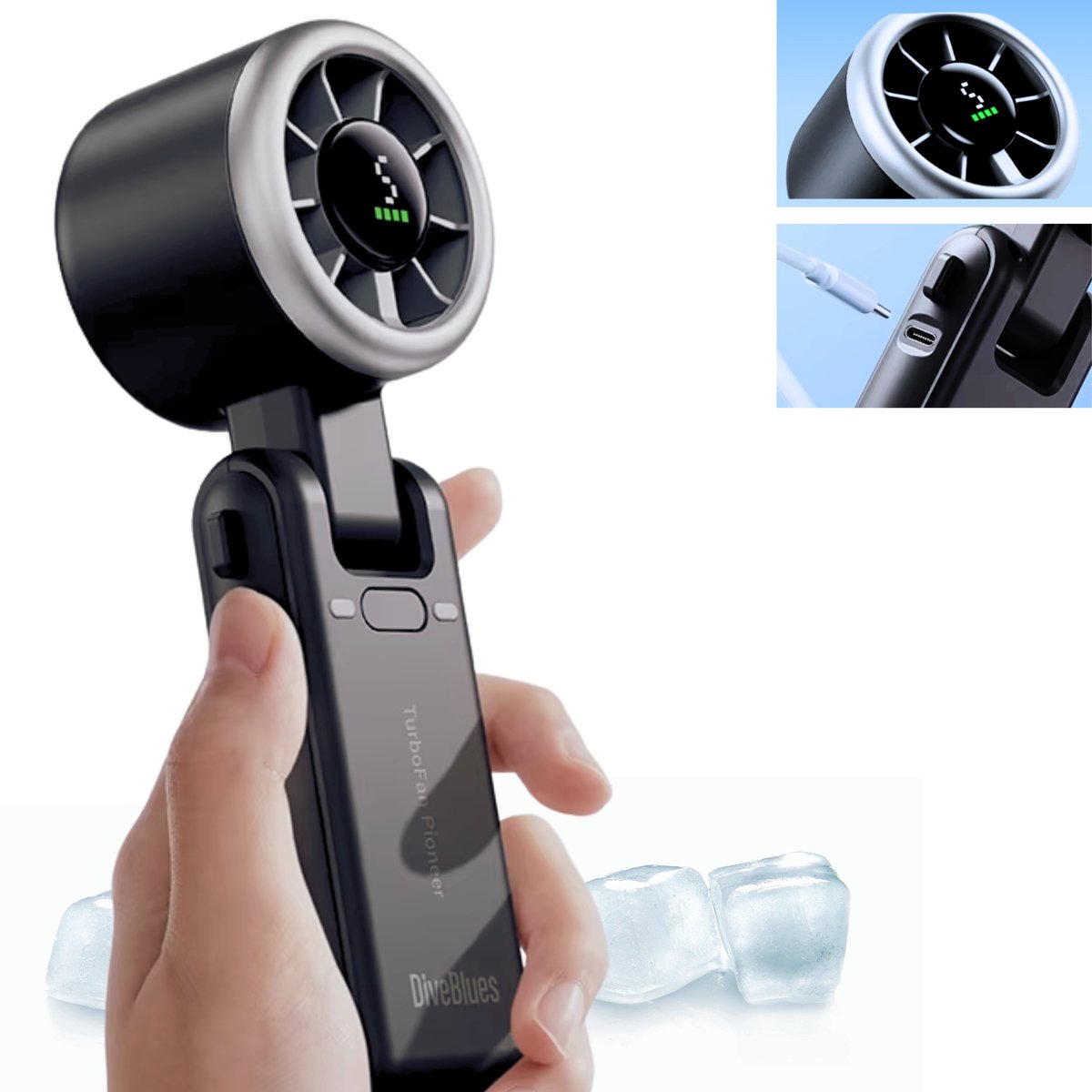 Diveblues® Handventilator Oplaadbaar - High Speed – Draagbare Ventilator - Outdoor gebruik