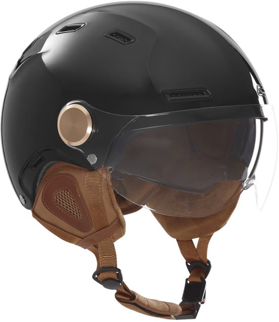Fietshelm Nox L 59-61 cm voor E-Bike Fatbike, glanzend zwart, helder en zonnevizier, ventilatie, veilig EN1078