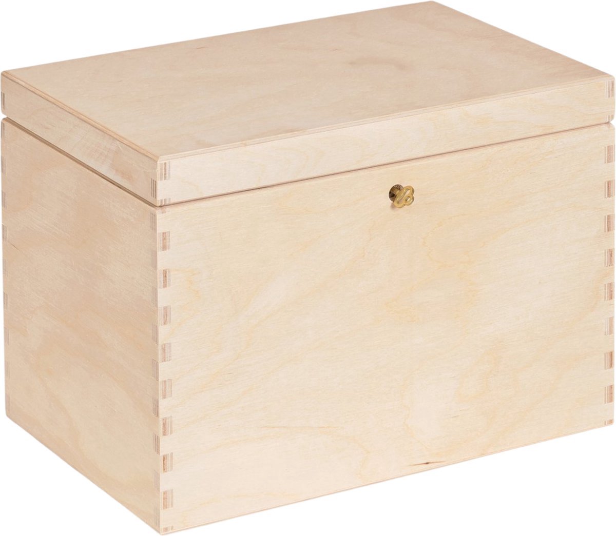 HAUDT® Afsluitbare BAS neutraal - 30 x 20 x 23 cm - houten kist met slot - incl. koperen sleutel - onbehandeld houtkleur