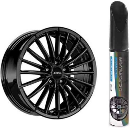 TLVX Velgen Schade Lakstift Hoogglans Zwart / Velg Reparatie / Zwarte Glanzende Velgen schade verf pen / Lichtmetalen Velg herstel / Wielnaaf Kras Reparatie Pen / Auto / Motor / Fiets / Scooter / Fatbike / Krasverwijderaar / Glossy Black / Waterproof