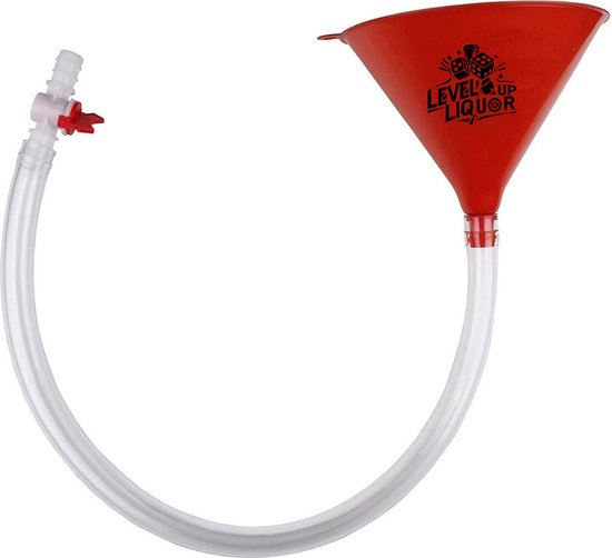 Entonnoir à bière LevelUpLiquor - Entonnoir à Boisson - Jeu à Boisson - Rouge - Seringue à bière - Doseur de Bières - Tornade de Boisson - Accessoires Bières - Capacité 1500 ml - Shots - Vin - Boissons mélangées - Articles de fête - Cadeau - Boisson