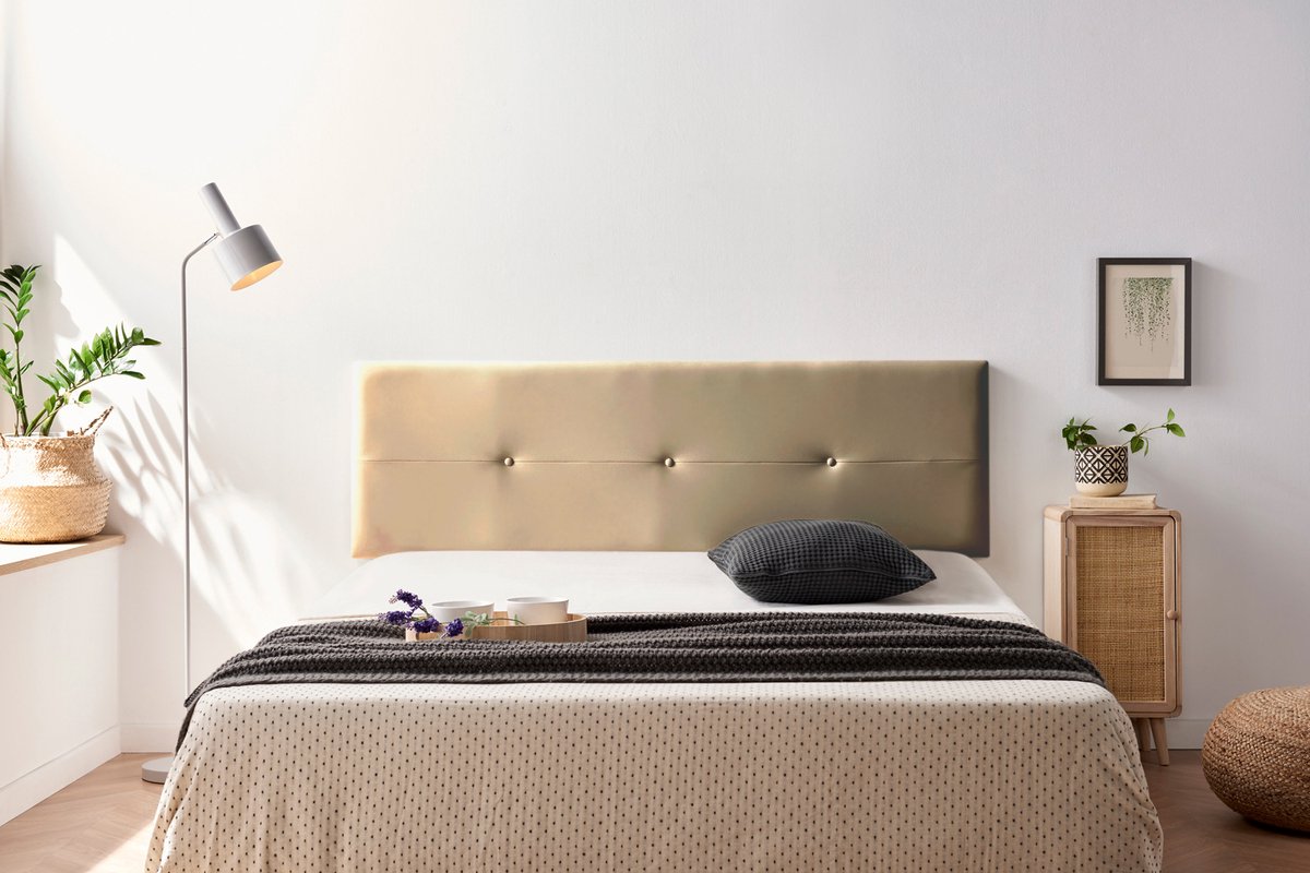Moonia Hoofdbord - Slaapkamer Accessoire - Kunstleer - Goud - Modern en Duurzaam - Eenvoudig te Monteren