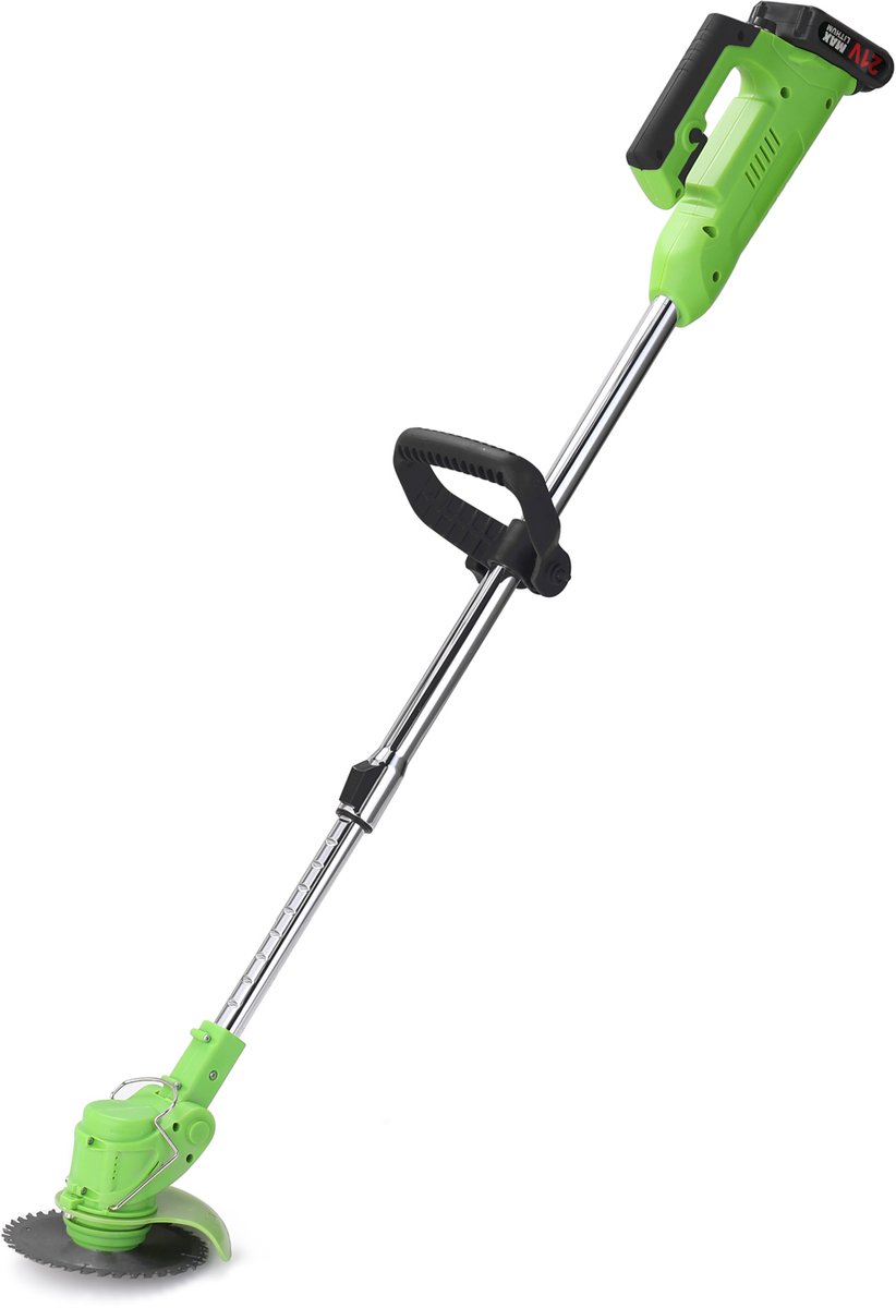 Accu Grastrimmer – 21V – Draadloos & Lichtgewicht – 2 Accu’s voor Ononderbroken Werk – Telescopisch & Incl. Messenset