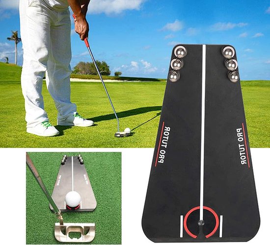 Golfputtingtrainer - Uitlijning - Binnen en buiten - Trainingshulpmiddel - Stevig, duurzaam oefenapparaat voor putting - Geschikt voor golf - Zwart - 13 x 6,5 x 22 cm van Merkloos — afbeelding 2