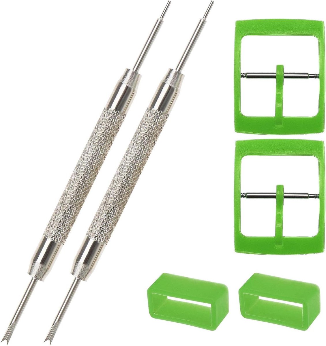 Allecto-polsband vervanging - horlogeband - set van 2 - roestvrij staal - horlogeband gereedschap - horlogebandaccessoires - geschikt voor stalen horlogebanden - zilveren kleur - 16mm interne breedte - comfortabel en duurzaam