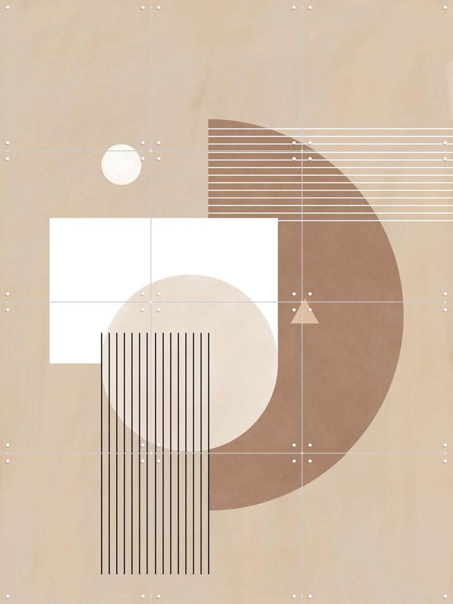 IXXI Neutral Semicircles Poster No.1, Elena Ristova & Various - 60 x 80 cm - Gratis ophangtool - Grote wanddecoratie en posters - Grafisch Ontwerp
