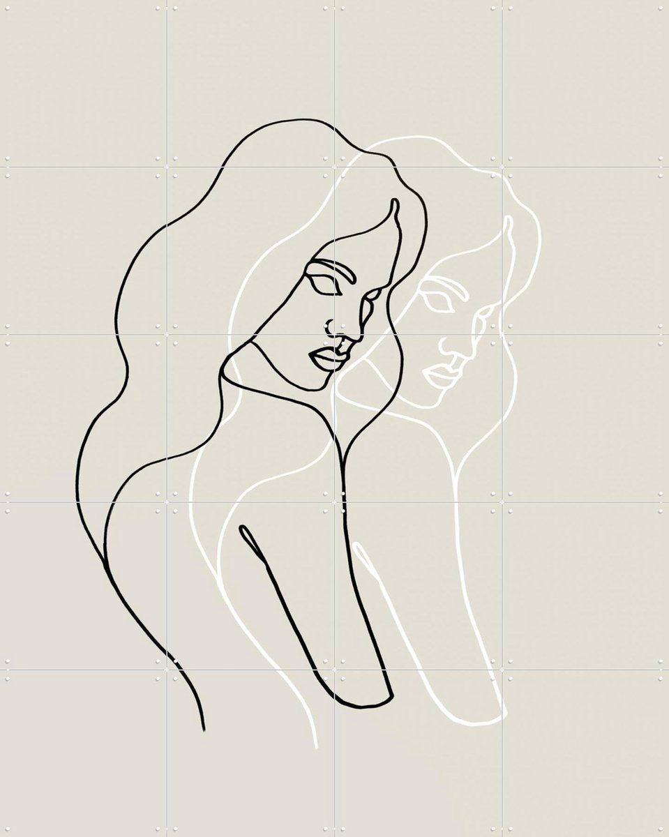 IXXI Irma, Julia Hariri - 80 x 100 cm - Gratis ophangtool - Grote wanddecoratie en posters - Line art, Grafisch Ontwerp, Illustraties, Portretten