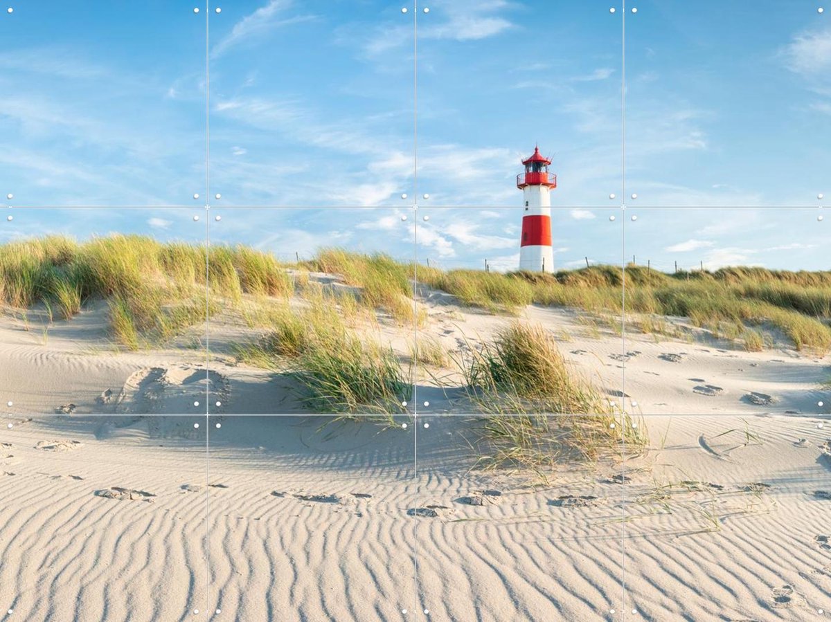 IXXI Lighthouse Sylt - Germany, Jan Becke - 80 x 60 cm - Gratis ophangtool - Grote wanddecoratie en posters - Kleurrijk, Fotografie, Zomer