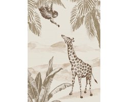 IXXI Vintage Jungle, Irene Jelier - 100 x 140 cm - Grote wanddecoratie en posters - Illustraties, Kinderkamer, Natuur, Kinderen, Wilde dieren