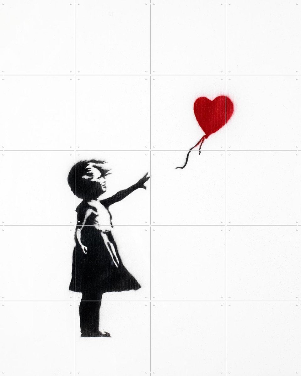 IXXI Girl with balloon, Banksy - 80 x 100 cm - Gratis ophangtool - Grote wanddecoratie en posters - Illustraties, Grafisch Ontwerp, Speels, Pop art