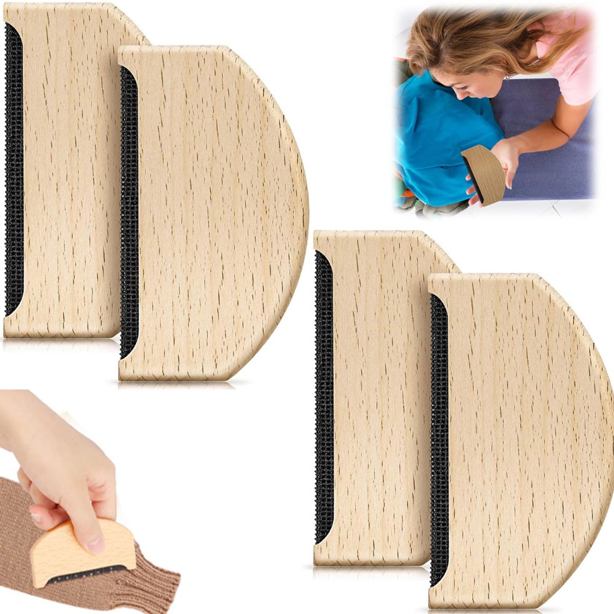 4x WolKam - Pluizenverwijderaar - Kledingborstel - Wol Ontpluizer - Cashmere kam - Pluizenroller- Huisdierhaar Verwijderaar - Handmatige Borstel - Pluizenborstel - Pluizendief - Kleefroller - Verwijdert Dierenhaar - Kleding Ontpiller - Lint Roller