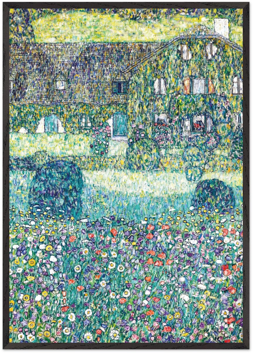 Gustav Klimt - Country house by the Attersee Poster met Lijst 70x100 cm - inclusief lijst
