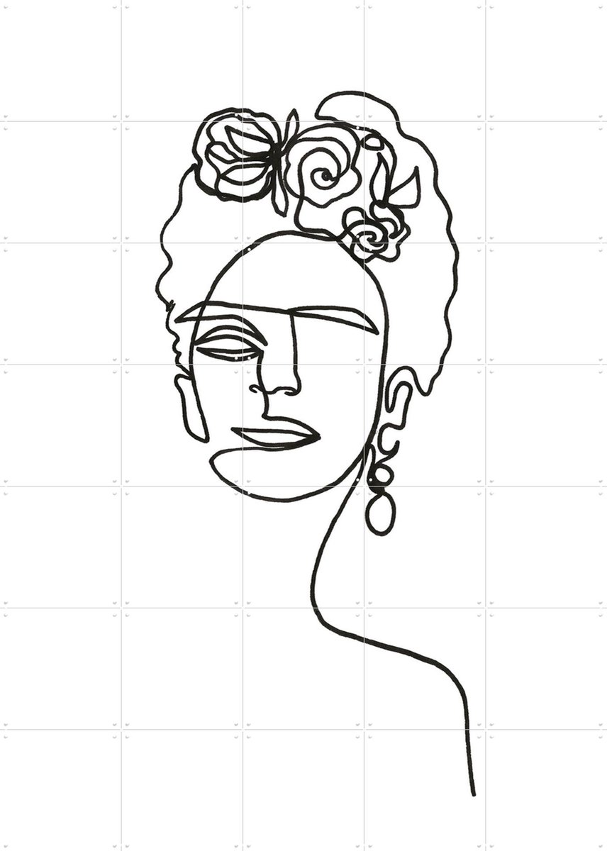 IXXI Frida Kahlo, Julia Hariri - 100 x 140 cm - Gratis ophangtool - Grote wanddecoratie en posters - Line art, Illustraties, Grafisch Ontwerp,