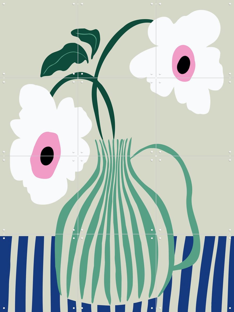 IXXI Floral Pottery Delight, Miho Art Studio & Various - 60 x 80 cm - Gratis ophangtool - Grote wanddecoratie en posters - Speels, Decoratieve