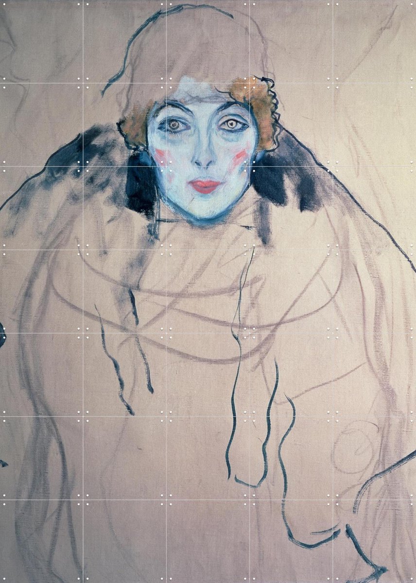 IXXI Head of a Woman 1917, Gustav Klimt & Bridgeman Images - 100 x 140 cm - Gratis ophangtool - Grote wanddecoratie en posters - Klassiek, Line art