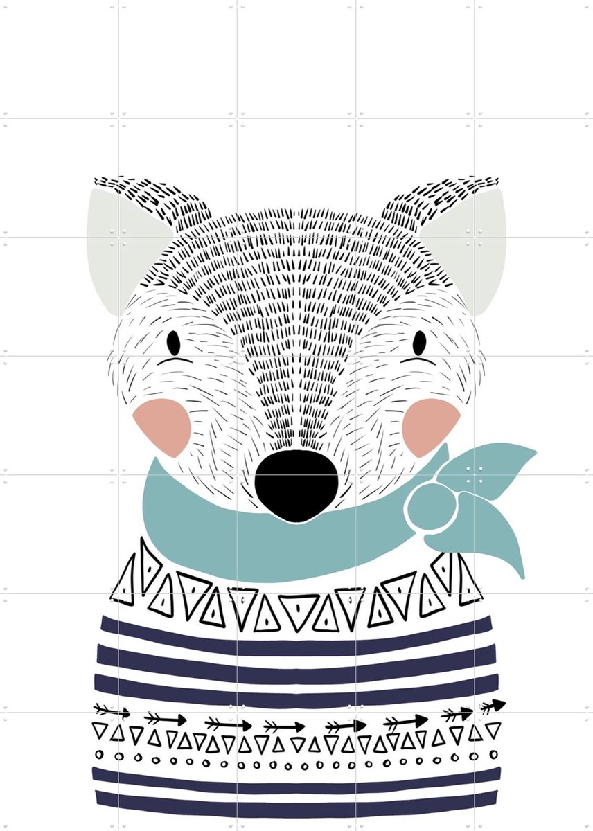 IXXI Little Scandinavian Fox, BAINAI - 100 x 140 cm - Gratis ophangtool - Grote wanddecoratie en posters Babykamer, Kinderkamer, Kinderen
