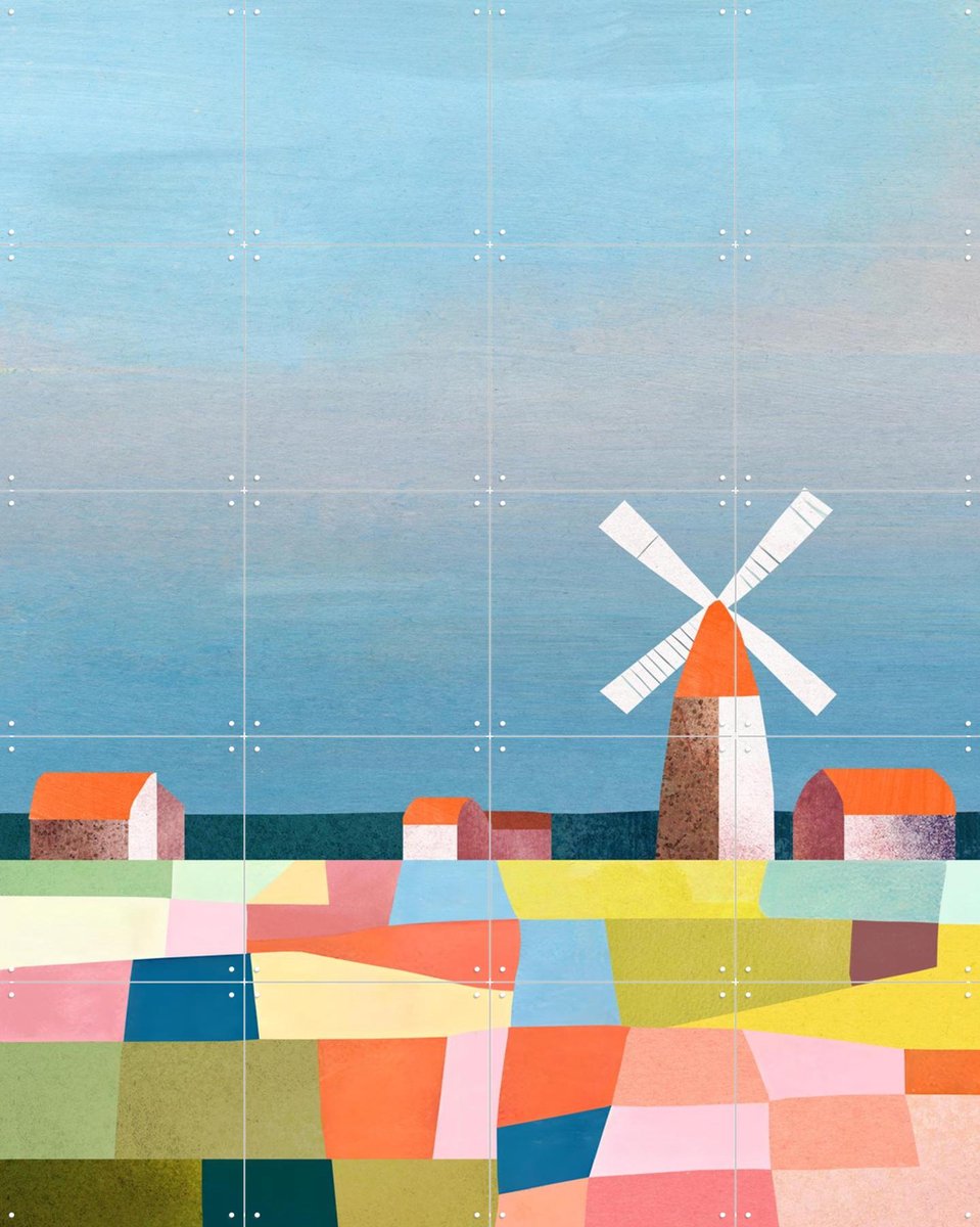 IXXI Tulip Season, Henry Rivers - 80 x 100 cm - Gratis ophangtool - Grote wanddecoratie en posters - Speels, Kleurrijk, Geometrische Kunst