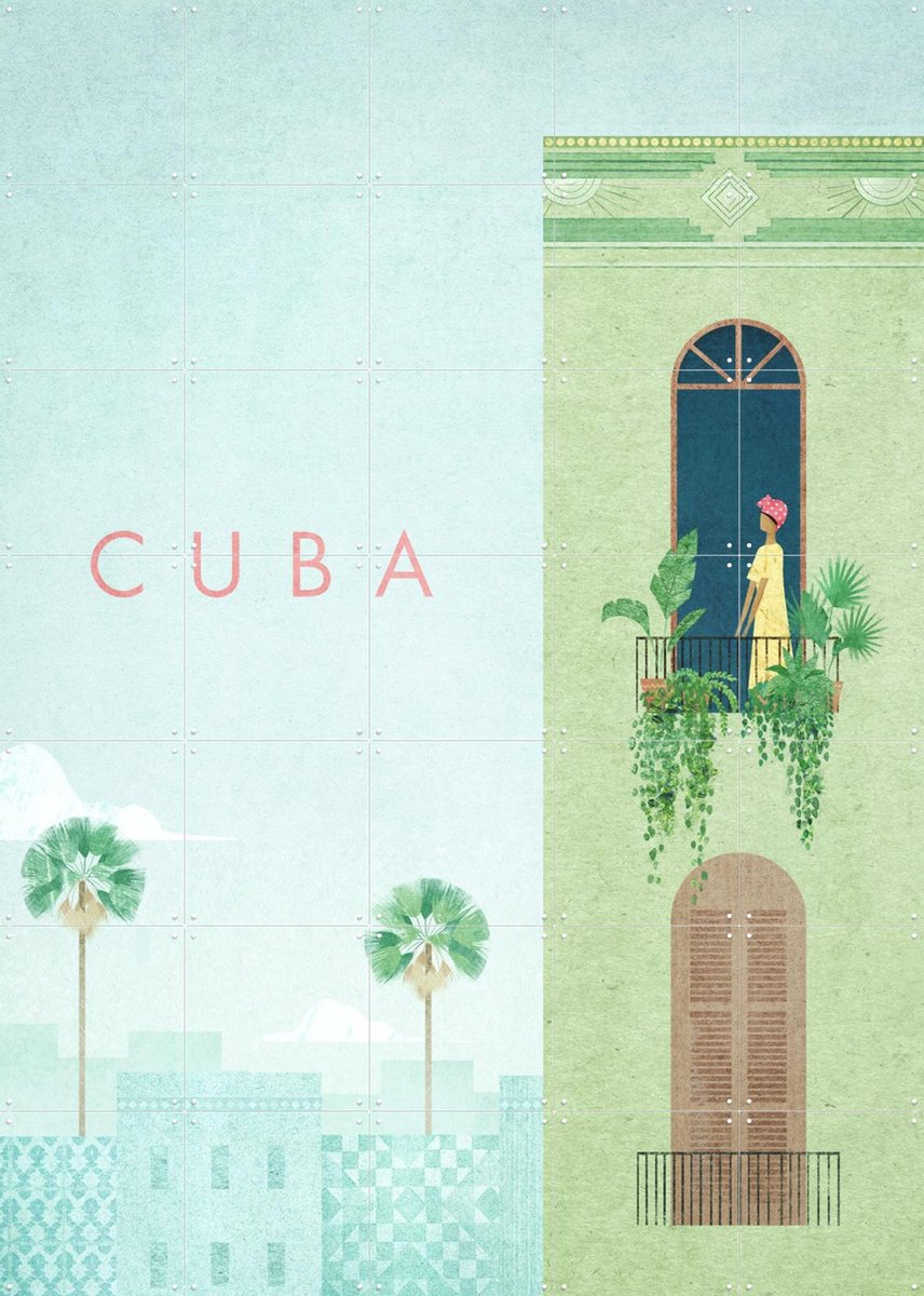 IXXI Cuba, Henry Rivers - 100 x 140 cm - Gratis ophangtool - Grote wanddecoratie en posters - Illustraties, Kleurrijk,