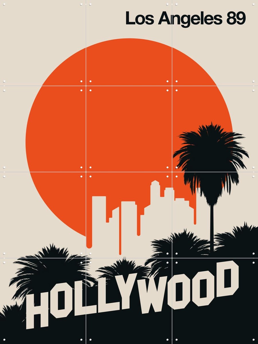 IXXI Los Angeles 89, Bo Lundberg - 60 x 80 cm - Gratis ophangtool - Grote wanddecoratie en posters - Illustraties, Kleurrijk, Mancave