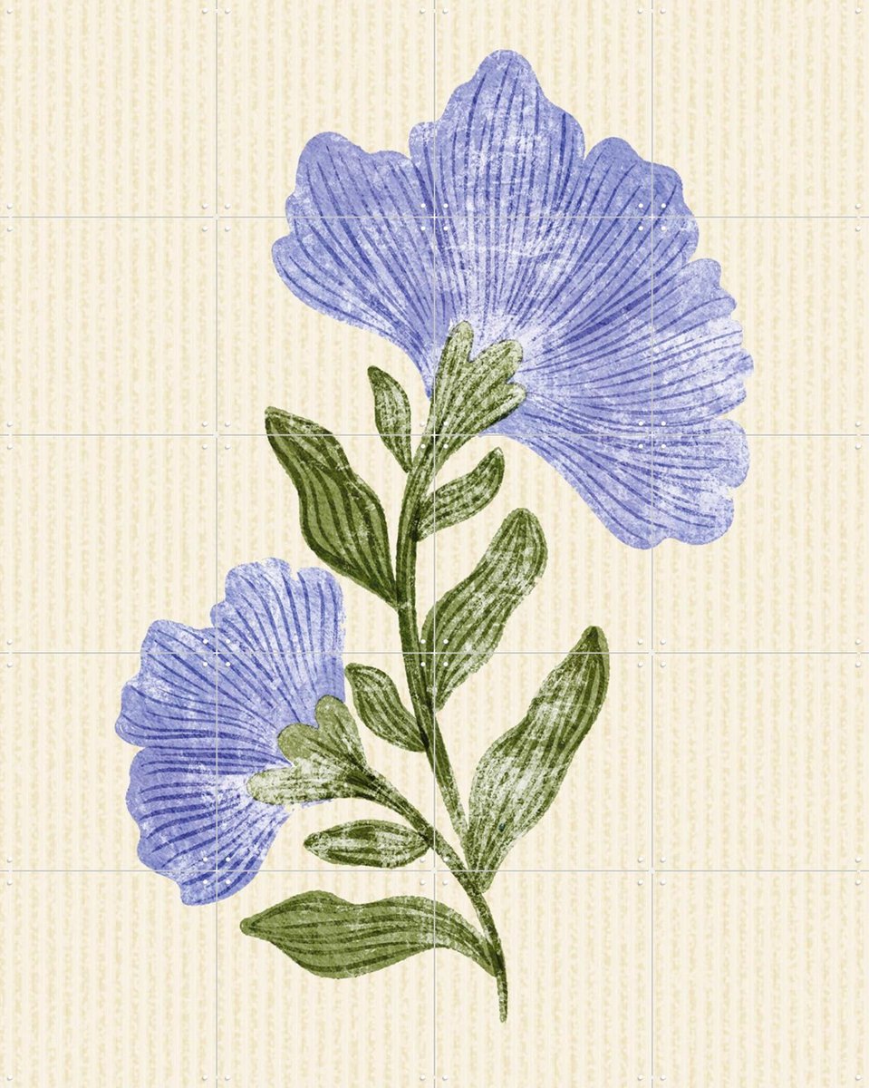 IXXI Vintage Flower, Nikita Jariwala & Various - 80 x 100 cm - Gratis ophangtool - Grote wanddecoratie en posters - Houtsnede, Vintage, Aquarel