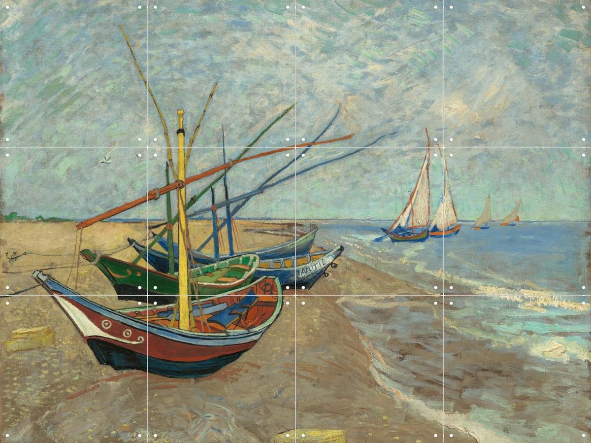 IXXI Vissersboten op het strand van Les Saintes Maries de la Mer (1888), Vincent van Gogh (1853 - 1890) & Van Gogh Museum - 80 x 60 cm - Gratis