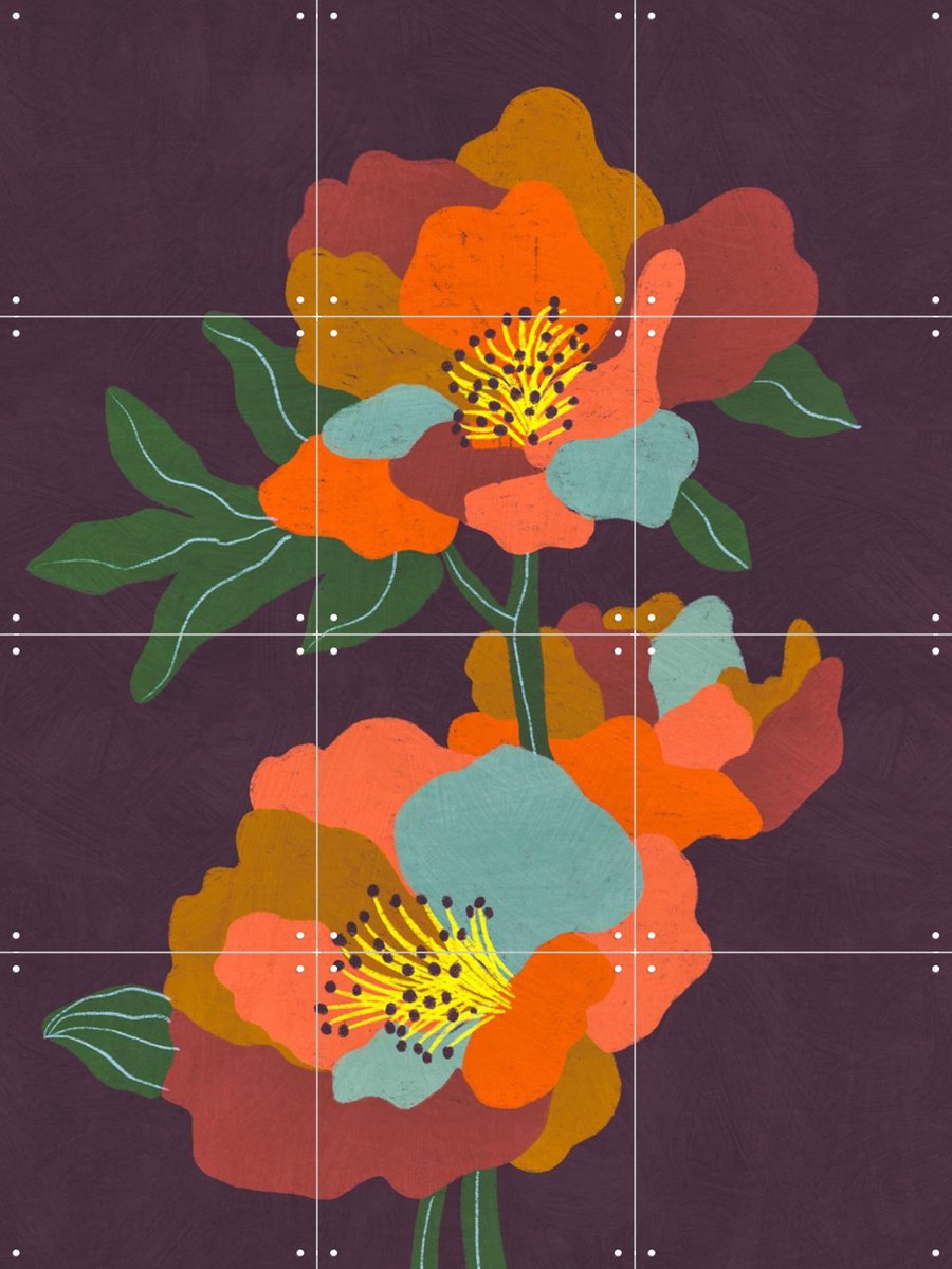 IXXI Vintage flowers, Gigi Rosado - 60 x 80 cm - Gratis ophangtool - Grote wanddecoratie en posters - Speels, Kleurrijk, Grafisch Ontwerp