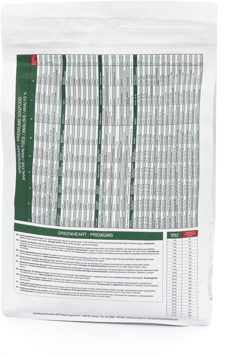Greenheart-premiums Hondenvoer Small Breeds Active 3 KG