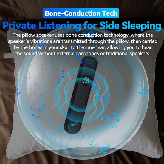 Deze draagbare Bluetooth-luidspreker voor onder het kussen is een slaaphulpmiddel met botgeleiding, 11 ingebouwde witte ruisstanden en een timer. Hij ondersteunt TF-kaarten en is geschikt voor thuis en op reis. (Zwart) van Merkloos — afbeelding 4