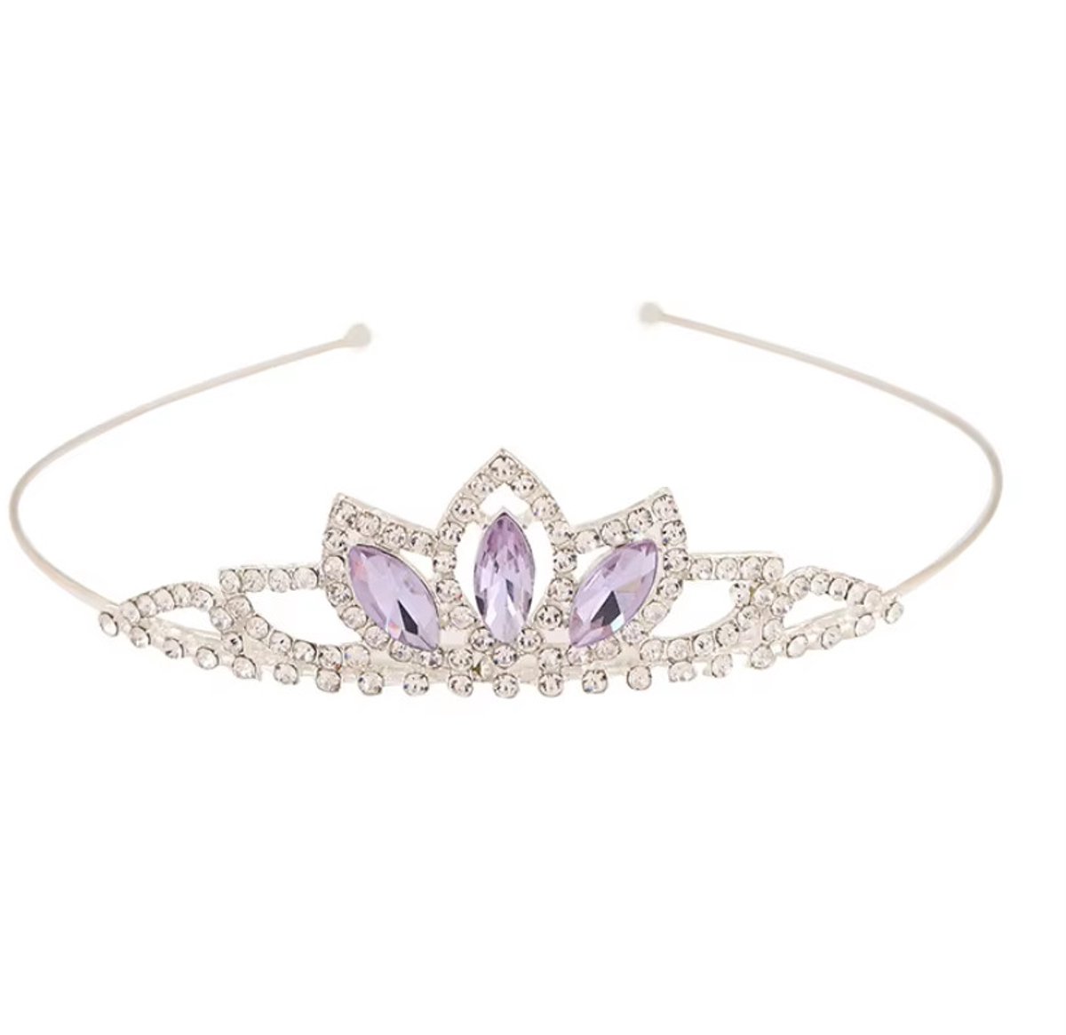Prinsessen Tiara Zilver Paarse Marquise Kristalstenen
