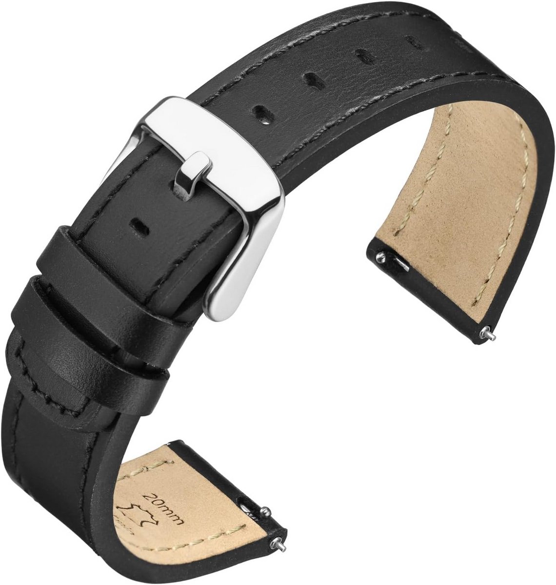 Leren Horlogeband Quick Release 18mm tot 22mm, Vervangende Band
